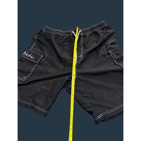 Clothin Mens 34 Black Cargo Swim Shorts With Pockets & Drawstring Waist - Picture 4 of 7